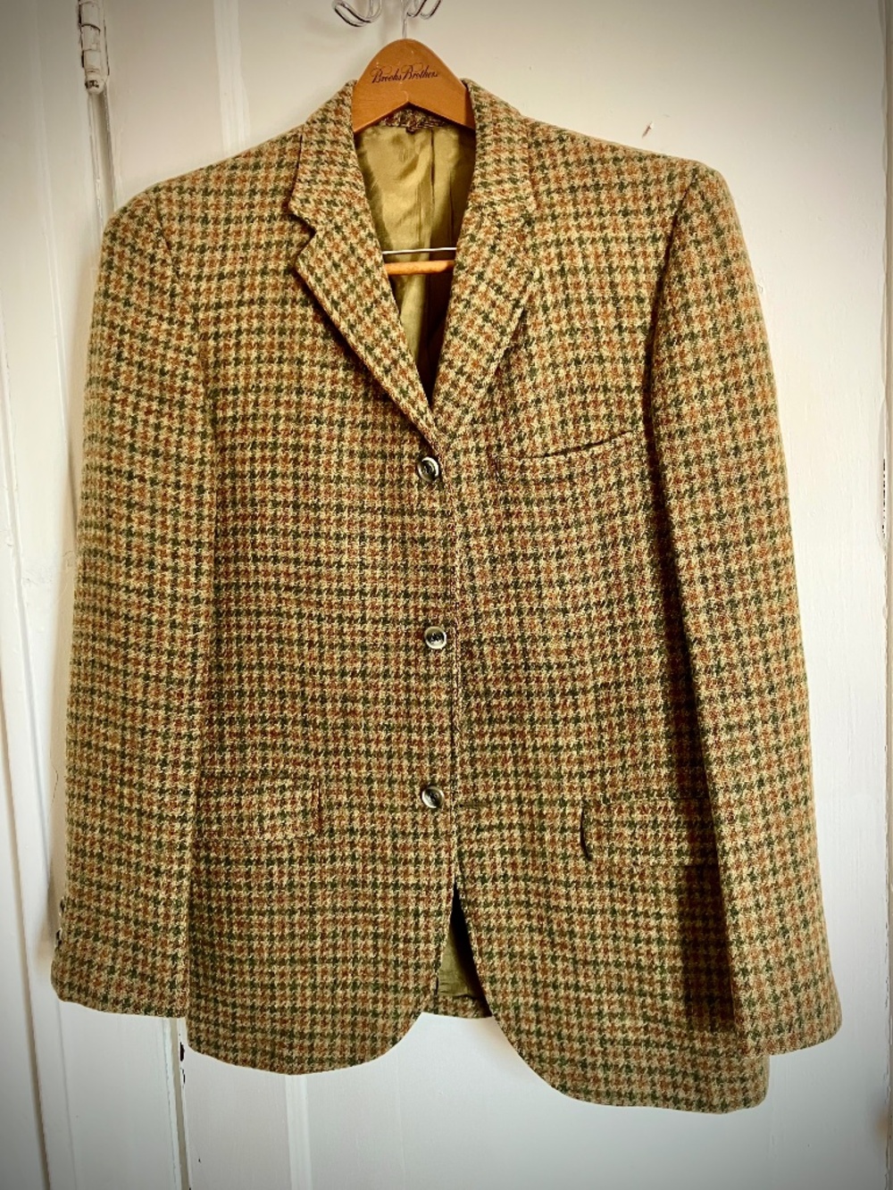 Vintage '60s houndstooth tweed blazer/jacket 40R